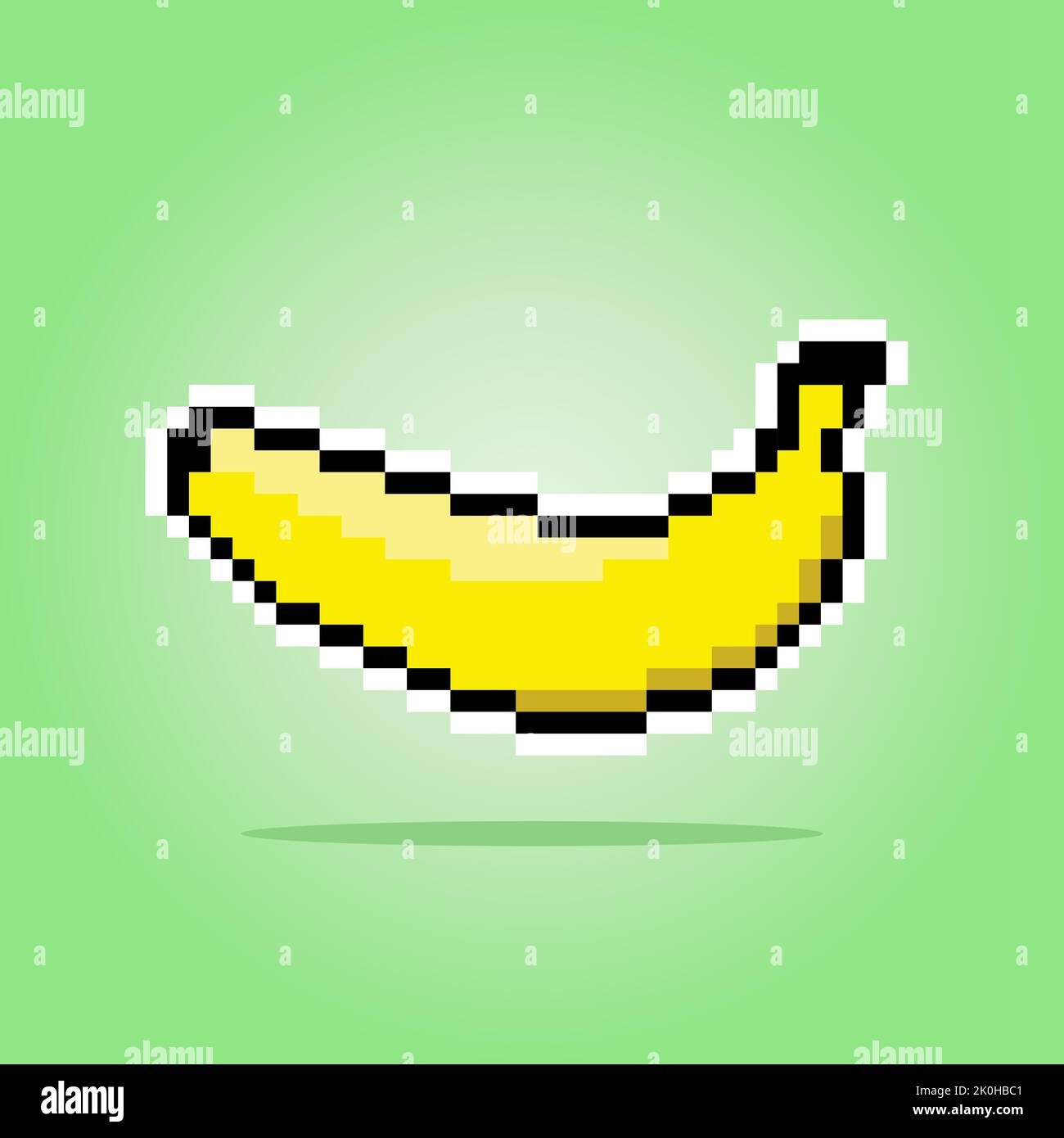 Banana pixel. Illustrazione vettoriale delle risorse di gioco a 8 bit. Illustrazione Vettoriale
