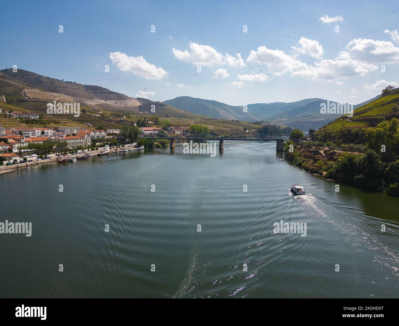 Vista aerea della valle del Douro a Pinhão, Portogallo Foto Stock