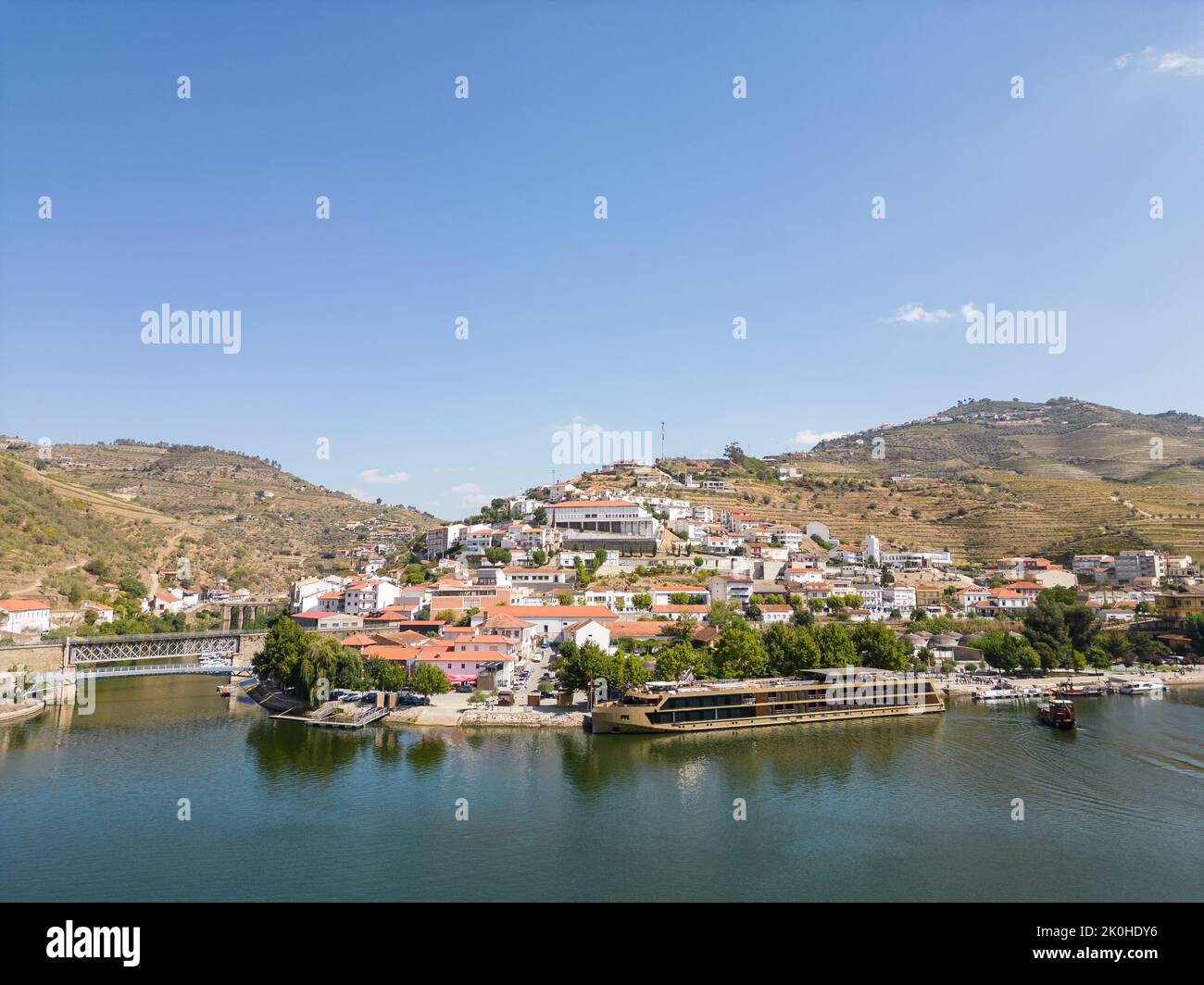 Vista aerea della valle del Douro a Pinhão, Portogallo Foto Stock