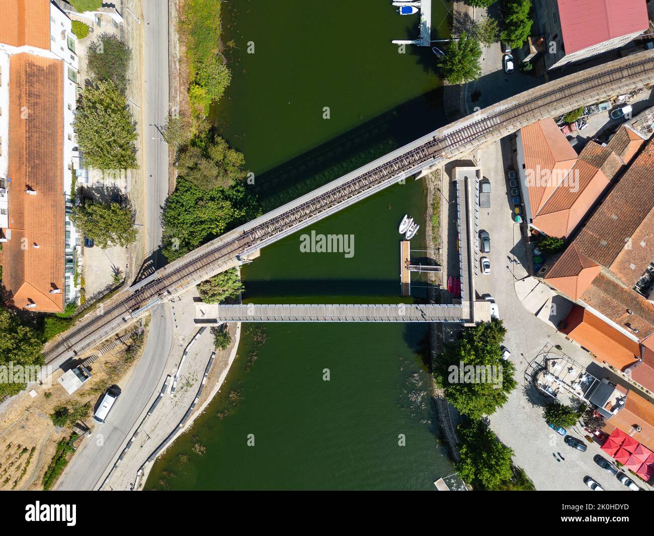 Vista aerea della valle del Douro a Pinhão, Portogallo Foto Stock
