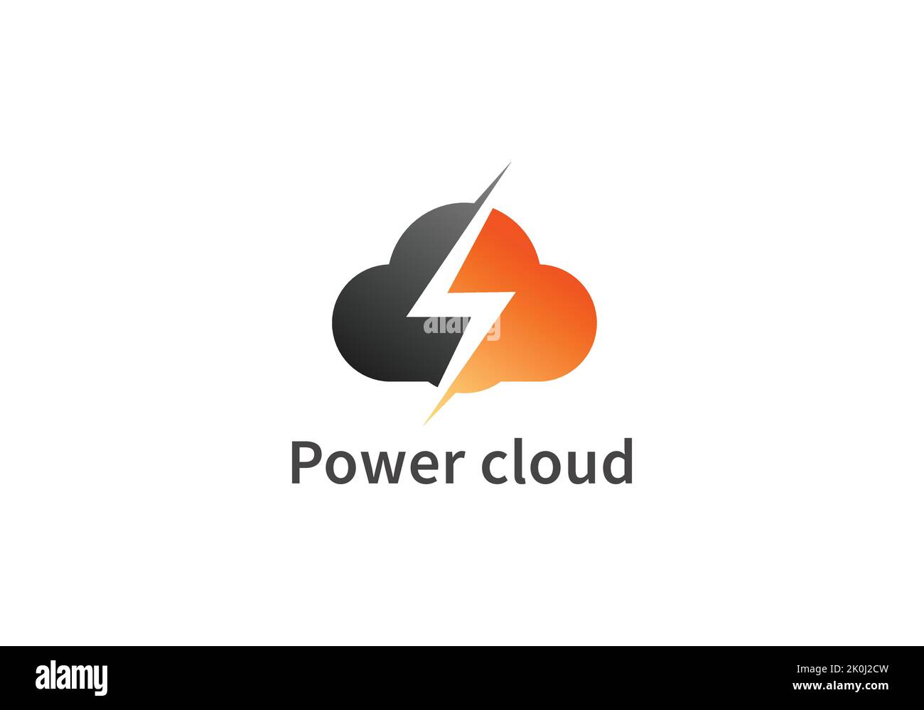 Cloud computing con il modello vettoriale di progettazione del logo thunderbolt Flash. Veloce Power cloud storage Solutions icona del concetto di logotipo. Illustrazione Vettoriale