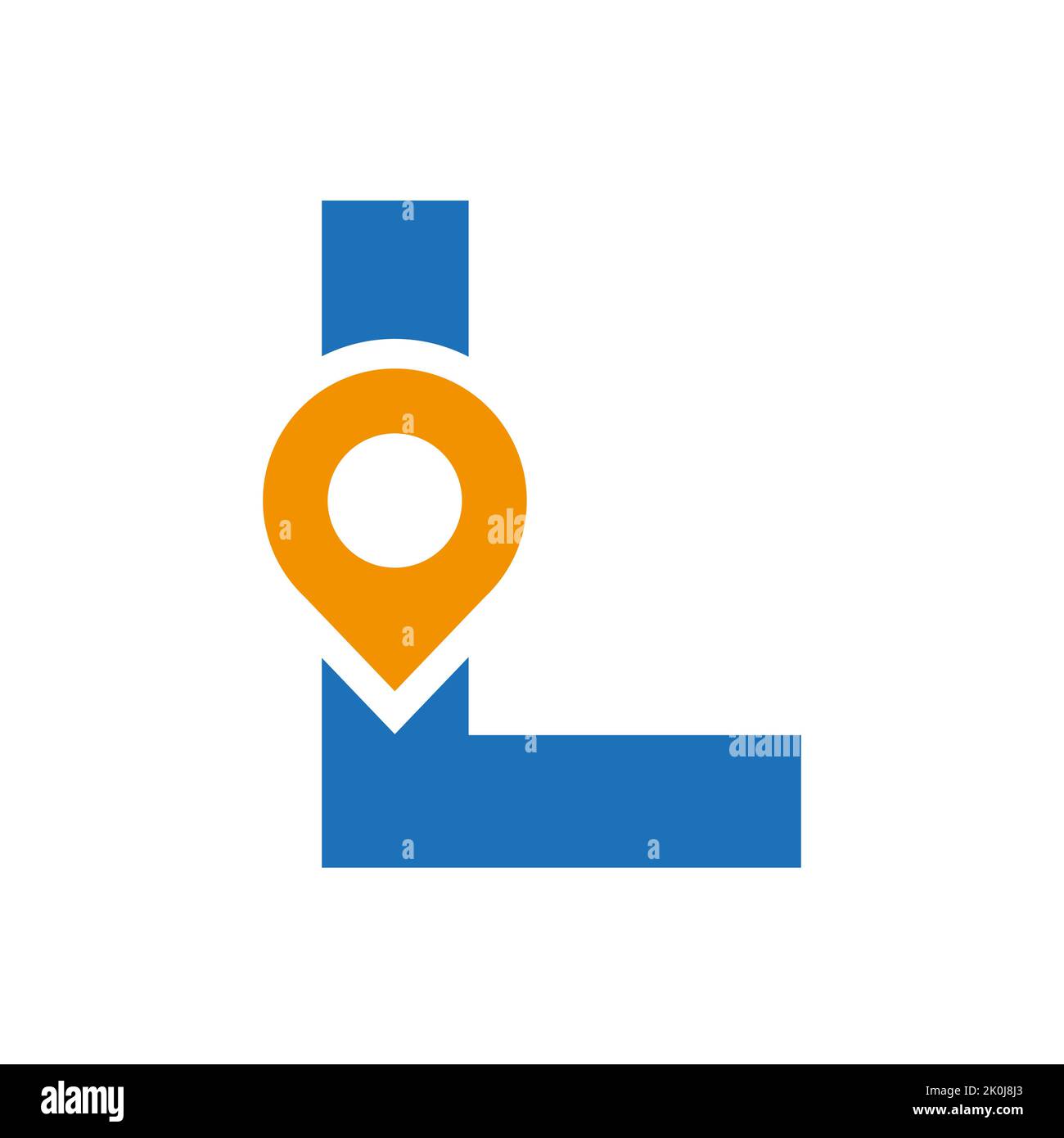 Lettera L posizione Logo Design Sign. Concetto di icona di posizione con alfabeto per modello vettoriale simbolo di direzione della strada Illustrazione Vettoriale