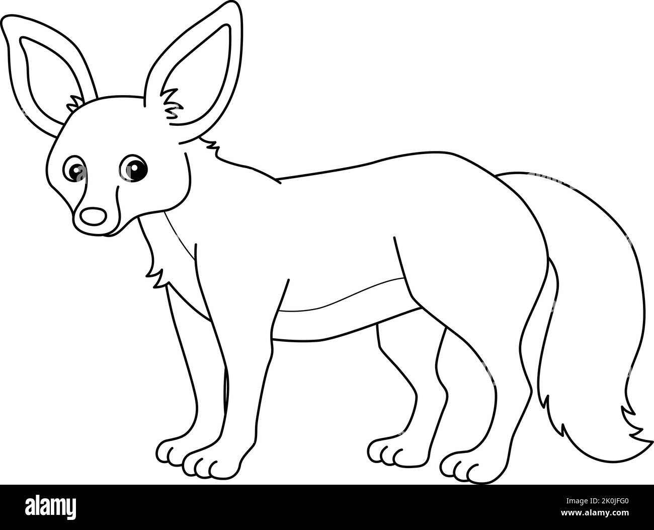 Volpe con orecchie di pipistrello animale isolato colorazione pagina Illustrazione Vettoriale