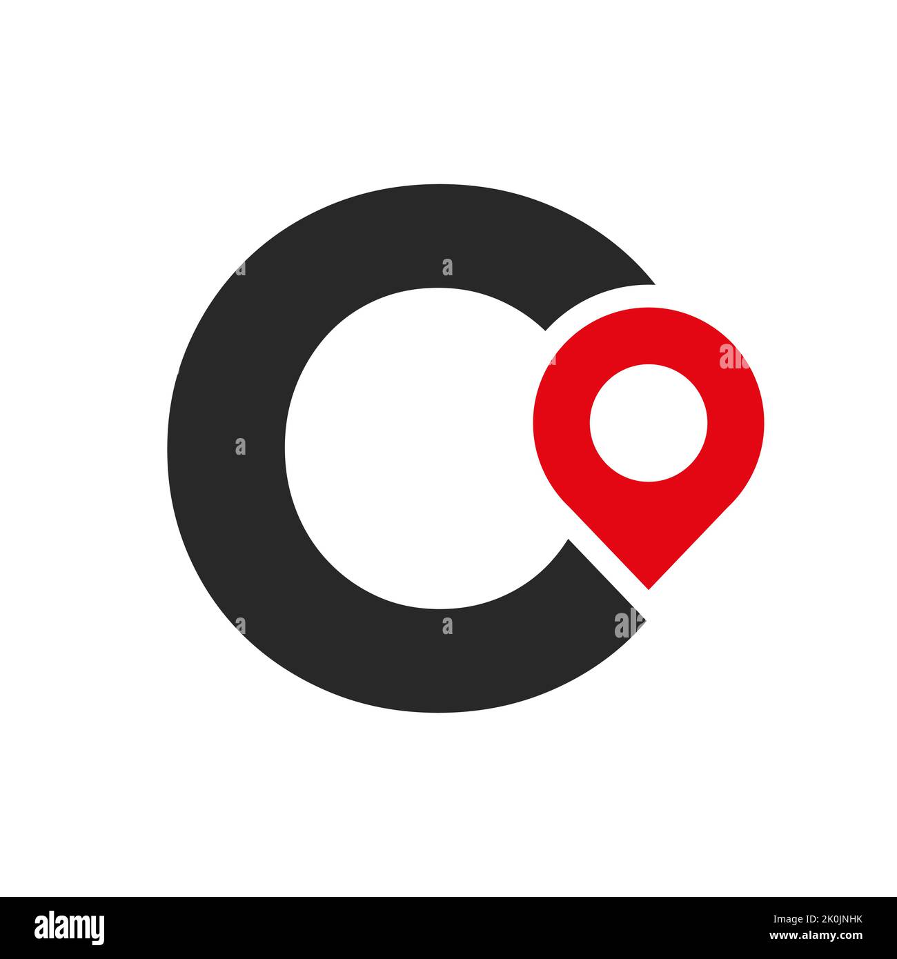 Lettera o posizione Logo Design Sign. Concetto di icona di posizione con alfabeto per modello vettoriale simbolo di direzione della strada Illustrazione Vettoriale