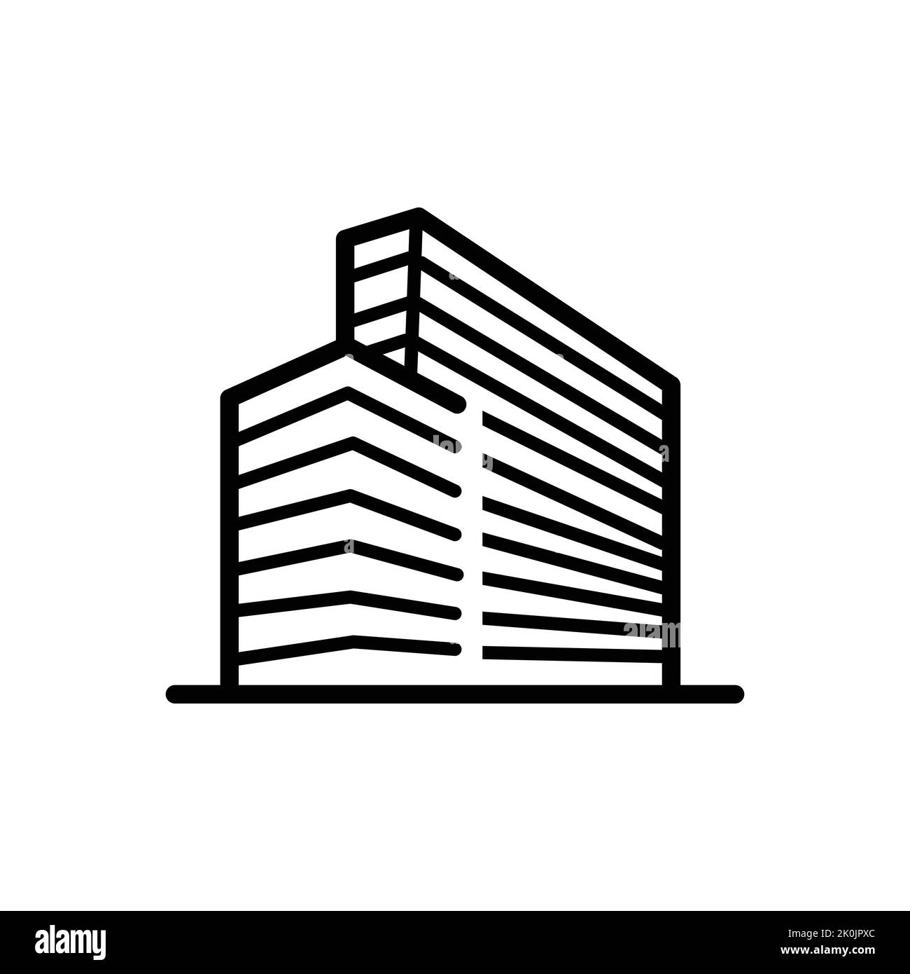 Icona di un alto edificio di uffici. Costruzione, alta, urbana. Concetto di architettura. Può essere utilizzato per argomenti quali città, distretto finanziario, luogo di lavoro, b Illustrazione Vettoriale