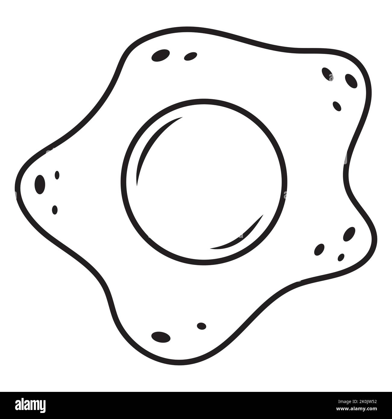 Uovo fritto, colazione, disegno di contorno, doodle, illustrazione vettoriale Illustrazione Vettoriale