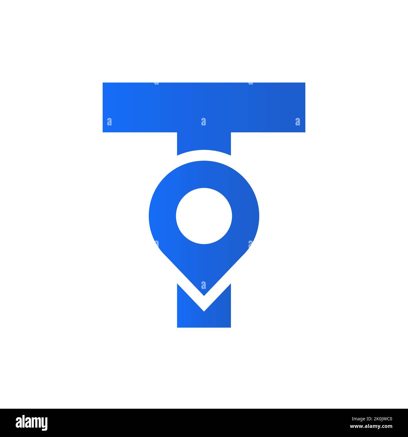 Lettera T posizione Logo Design Sign. Concetto di icona di posizione con alfabeto per modello vettoriale simbolo di direzione della strada Illustrazione Vettoriale