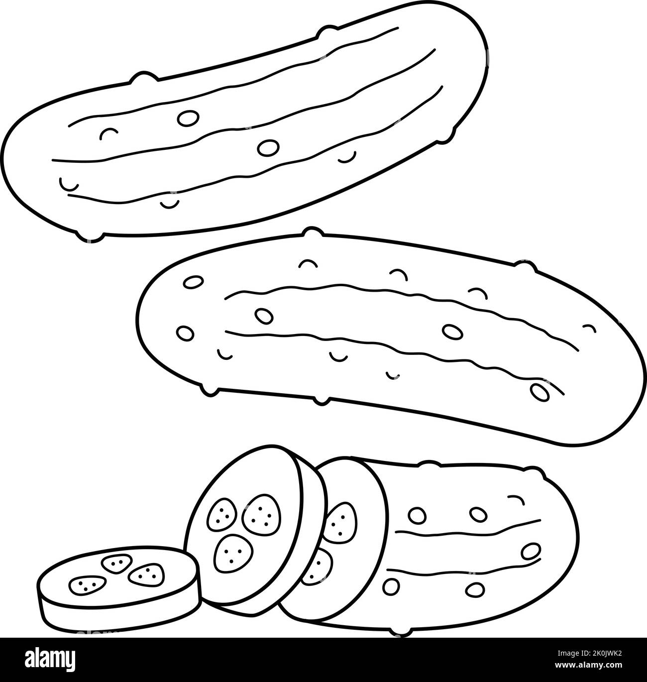 Pickle Vegetable isolato colorazione pagina per bambini Illustrazione Vettoriale