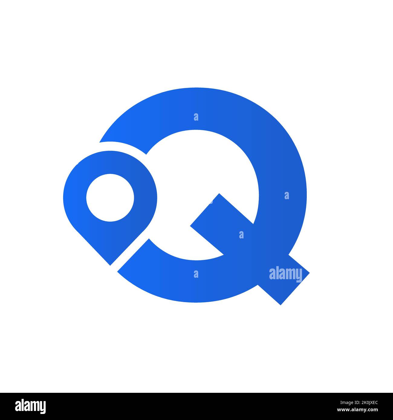 Lettera Q posizione Logo Design Sign. Concetto di icona di posizione con alfabeto per modello vettoriale simbolo di direzione della strada Illustrazione Vettoriale