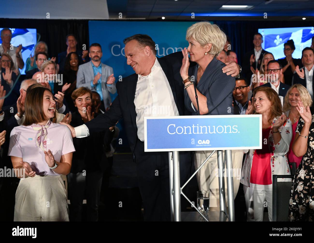 Coalizione Avenir Québec leader Francois Legault reagisce ai ...