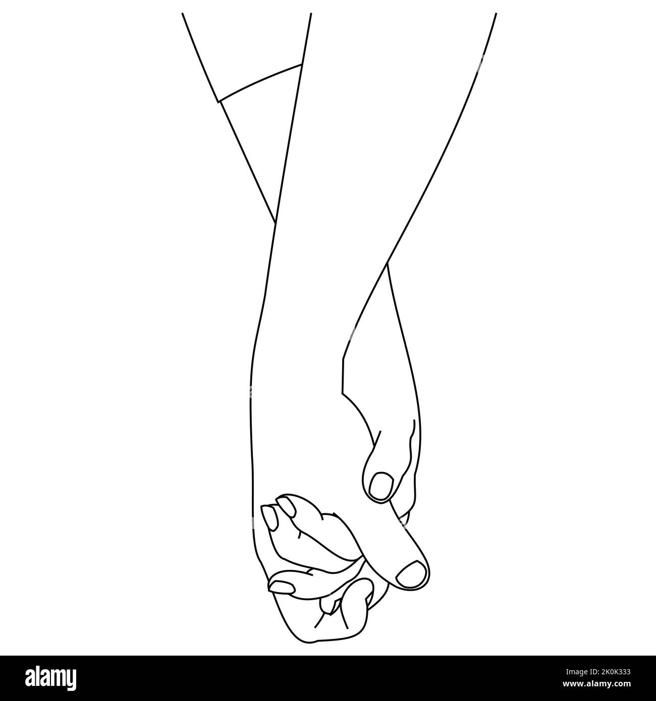 Un primo piano di coppia che tiene le mani isolate su uno sfondo bianco Illustrazione Vettoriale
