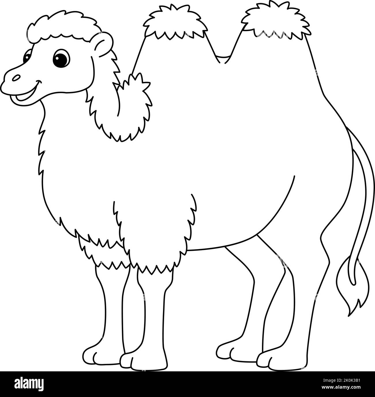Bactrian Camel animale isolato colorazione pagina Illustrazione Vettoriale