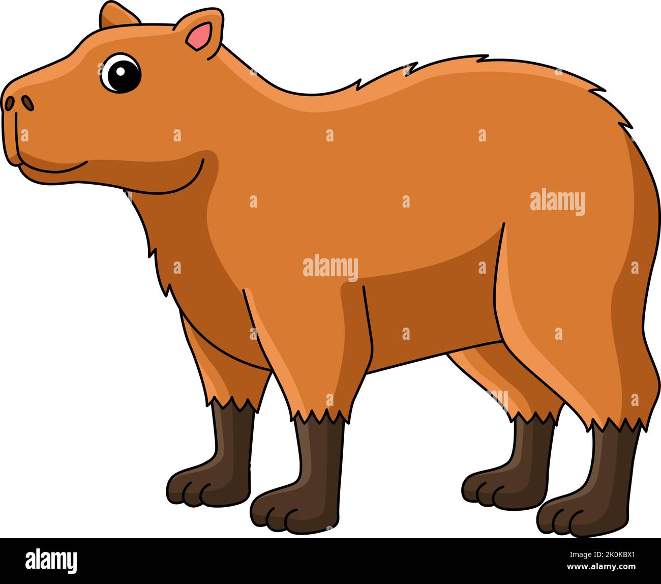 Capybara animale Cartoon colorato Clipart Illustrazione Vettoriale