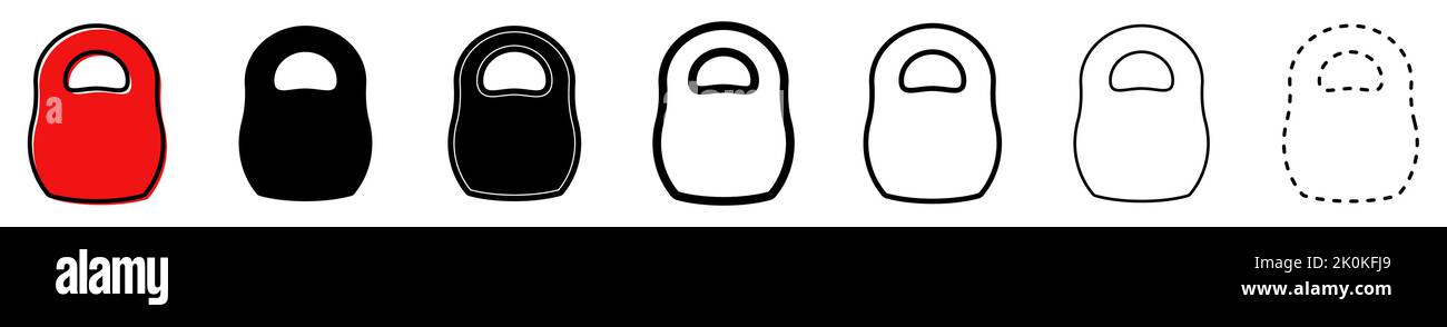 Icona Kettlebell. Insieme di icone diverse di Kettlebell. Illustrazione vettoriale. Kettlebell per una sala sportiva. Segnali neri Illustrazione Vettoriale