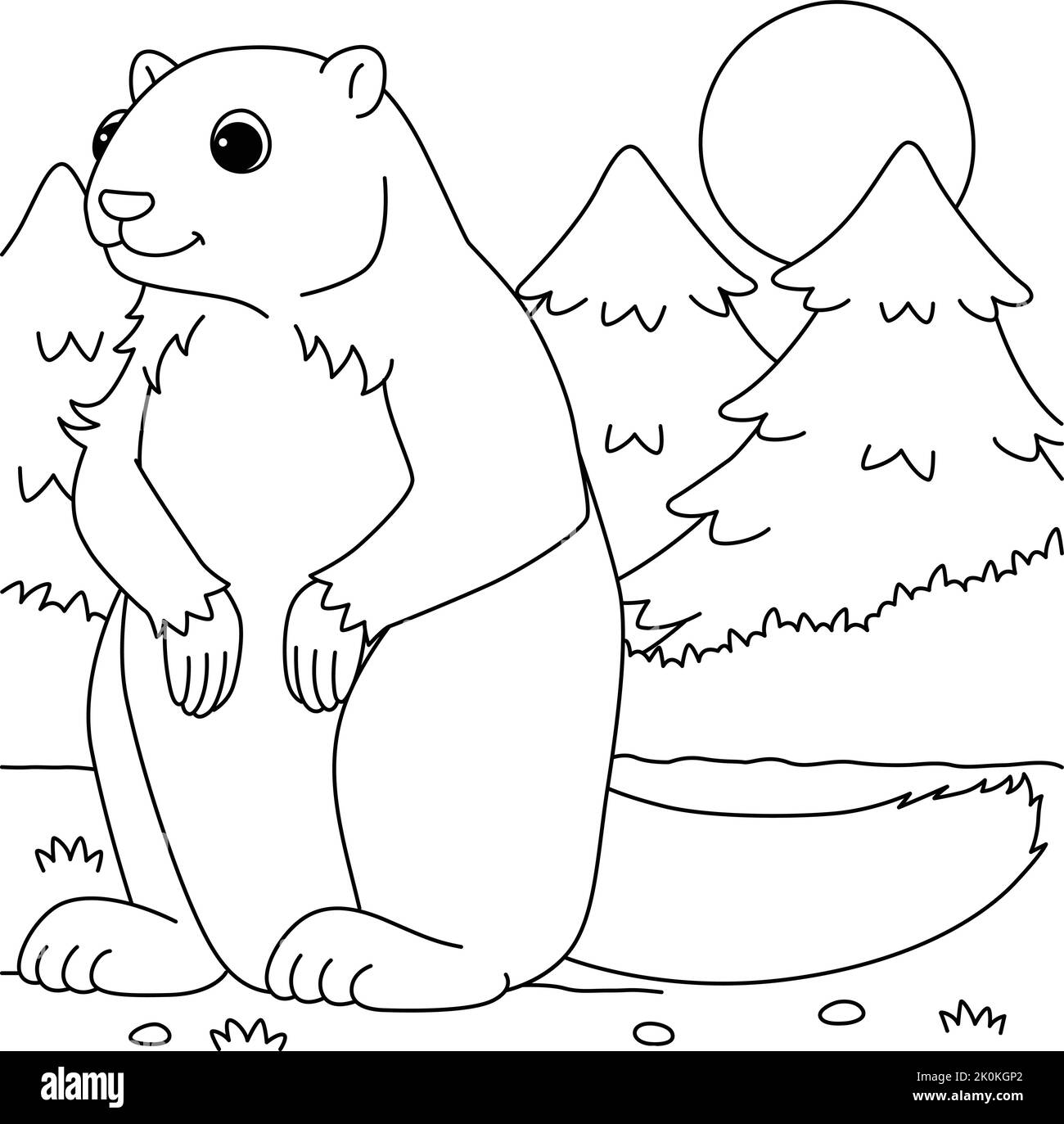 Marmotta animale colorazione pagina per bambini Illustrazione Vettoriale