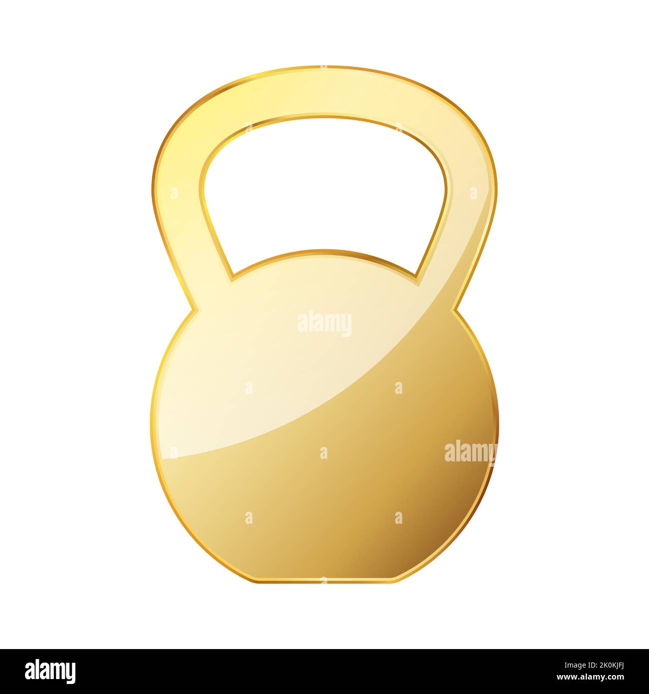 Icona Kettlebell d'oro. Elemento di design con logo dorato. Illustrazione vettoriale. Icona di KettleBell di esercitazione Illustrazione Vettoriale