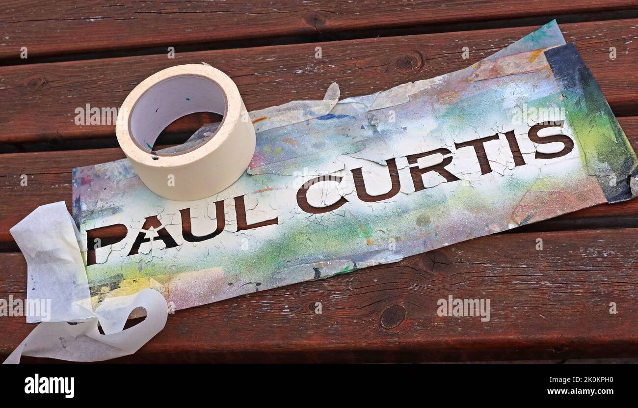 Artista del Merseyside Paul Curtis,stencil, Penny Lane, Liverpool, Merseyside, Inghilterra, REGNO UNITO, L18 Foto Stock