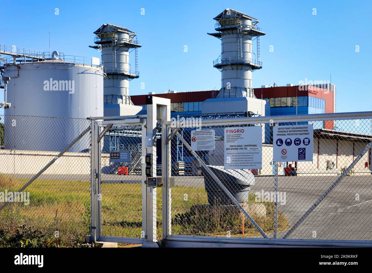 Fingrid Oyj Forssa Riserva centrale elettrica con due turbine a gas a Forssa, Finlandia. Settembre 9, 2022. Foto Stock