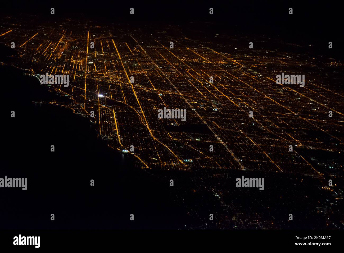 Vista aerea di Chicago, USA di notte Foto Stock