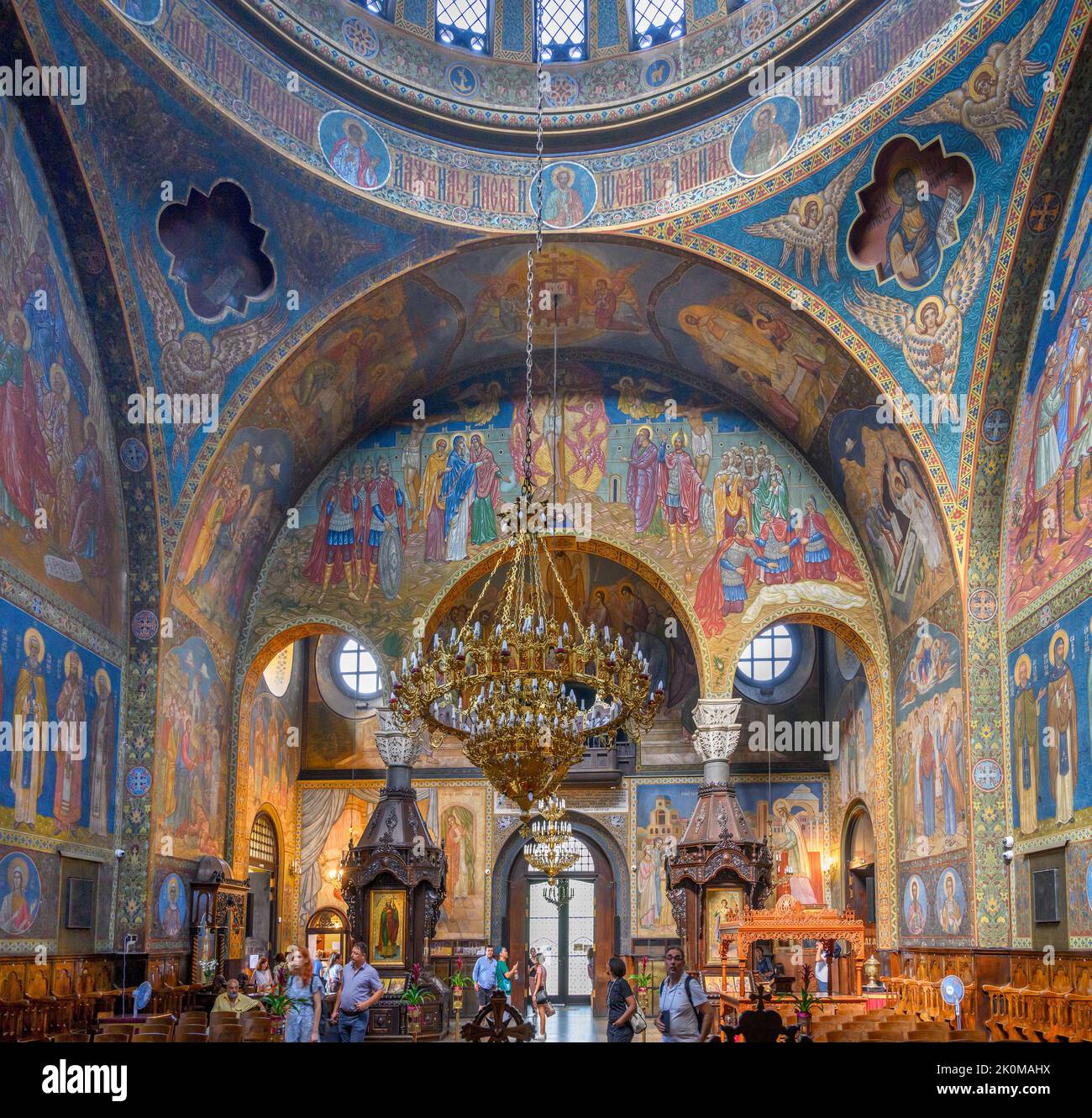 Interno della Chiesa di Sveta Nedelya, Sofia, Bulgaria Foto Stock