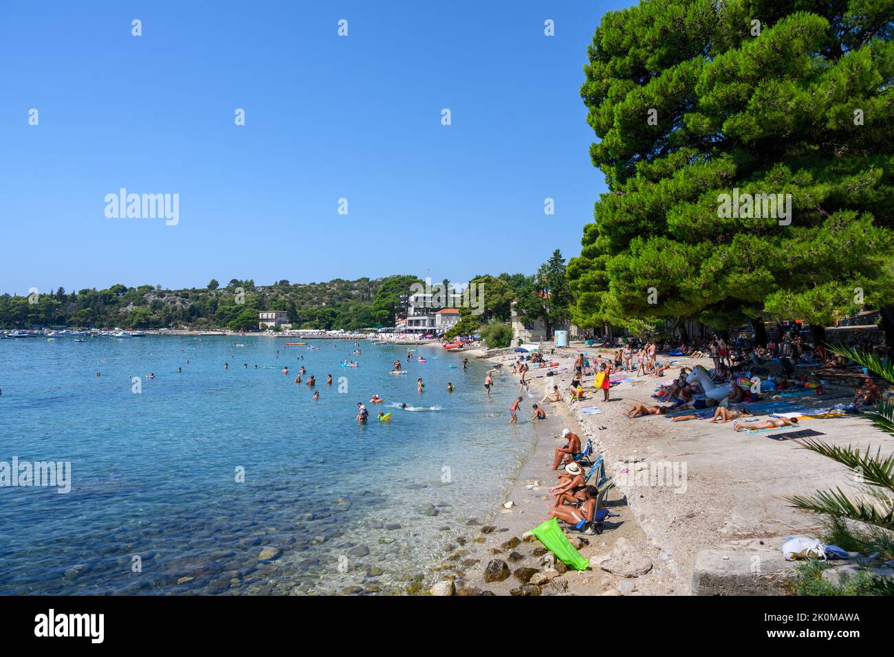 Spiaggia a Mlini, vicino Dubrovnik, Croata Foto Stock