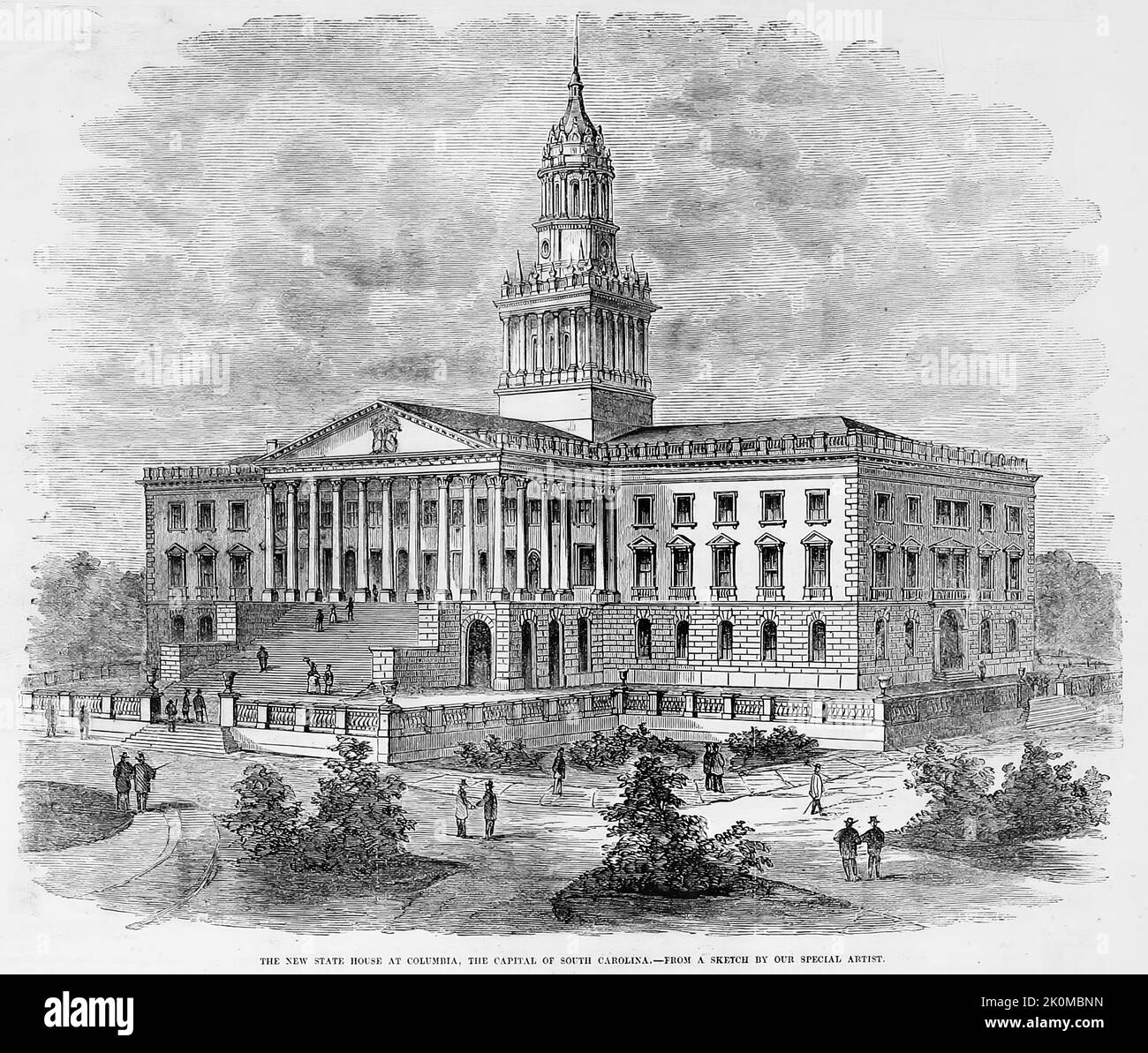La nuova state House a Columbia, la capitale del South Carolina. Agosto 1861. Illustrazione della guerra civile americana del 19th° secolo dal quotidiano illustrato di Frank Leslie Foto Stock