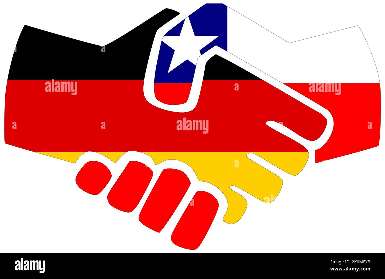 Germania - Cile : stretta di mano, simbolo di accordo o di amicizia Foto Stock