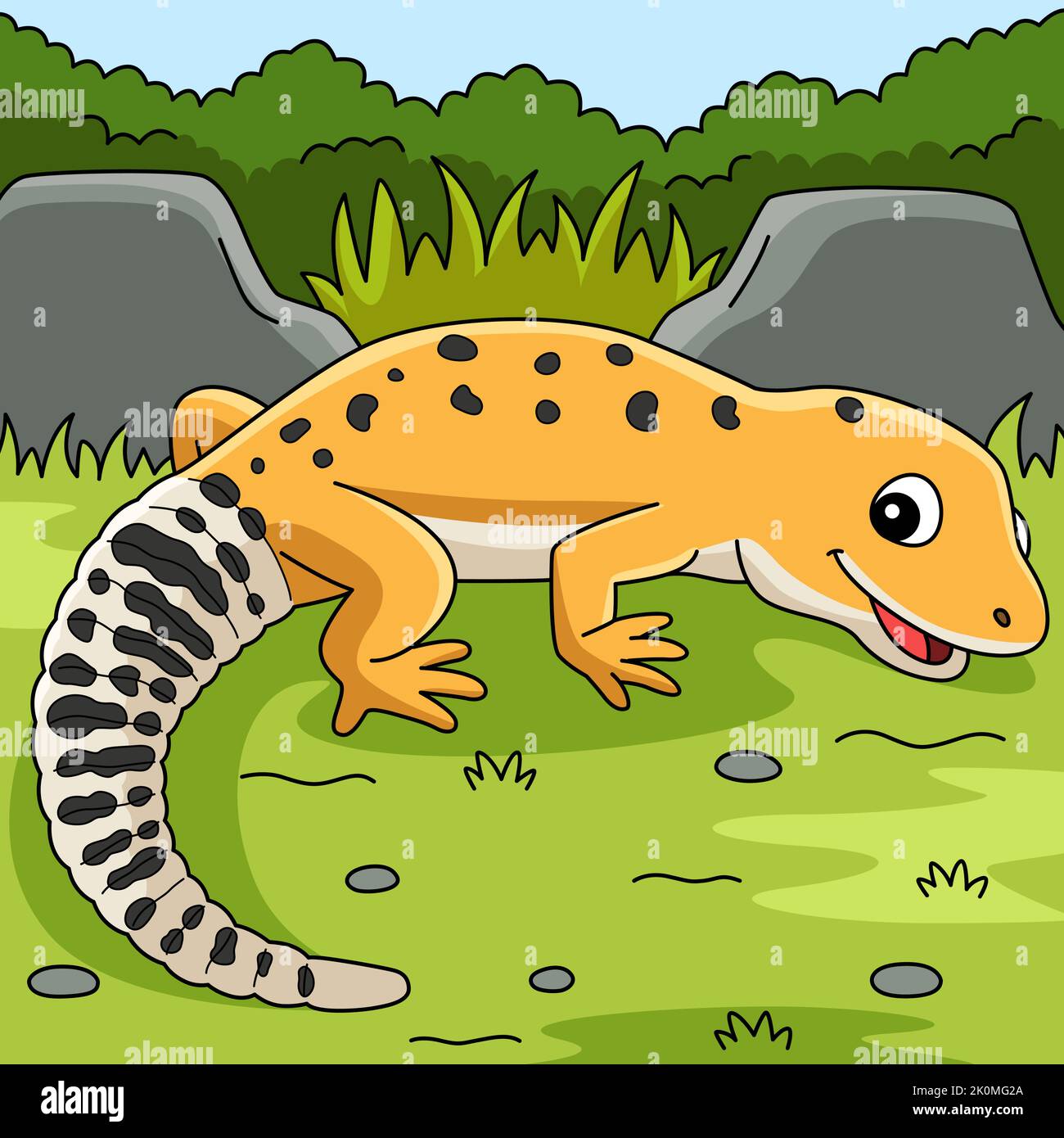 Cartoon colorato con leopardo Gecko anima Illustrazione Illustrazione Vettoriale