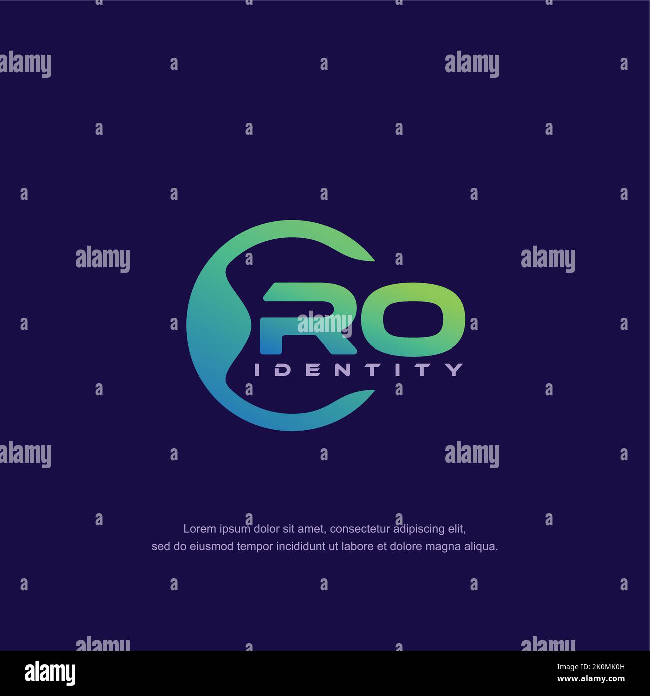 RO vettore modello logo linea circolare lettera iniziale con colore sfumato Illustrazione Vettoriale