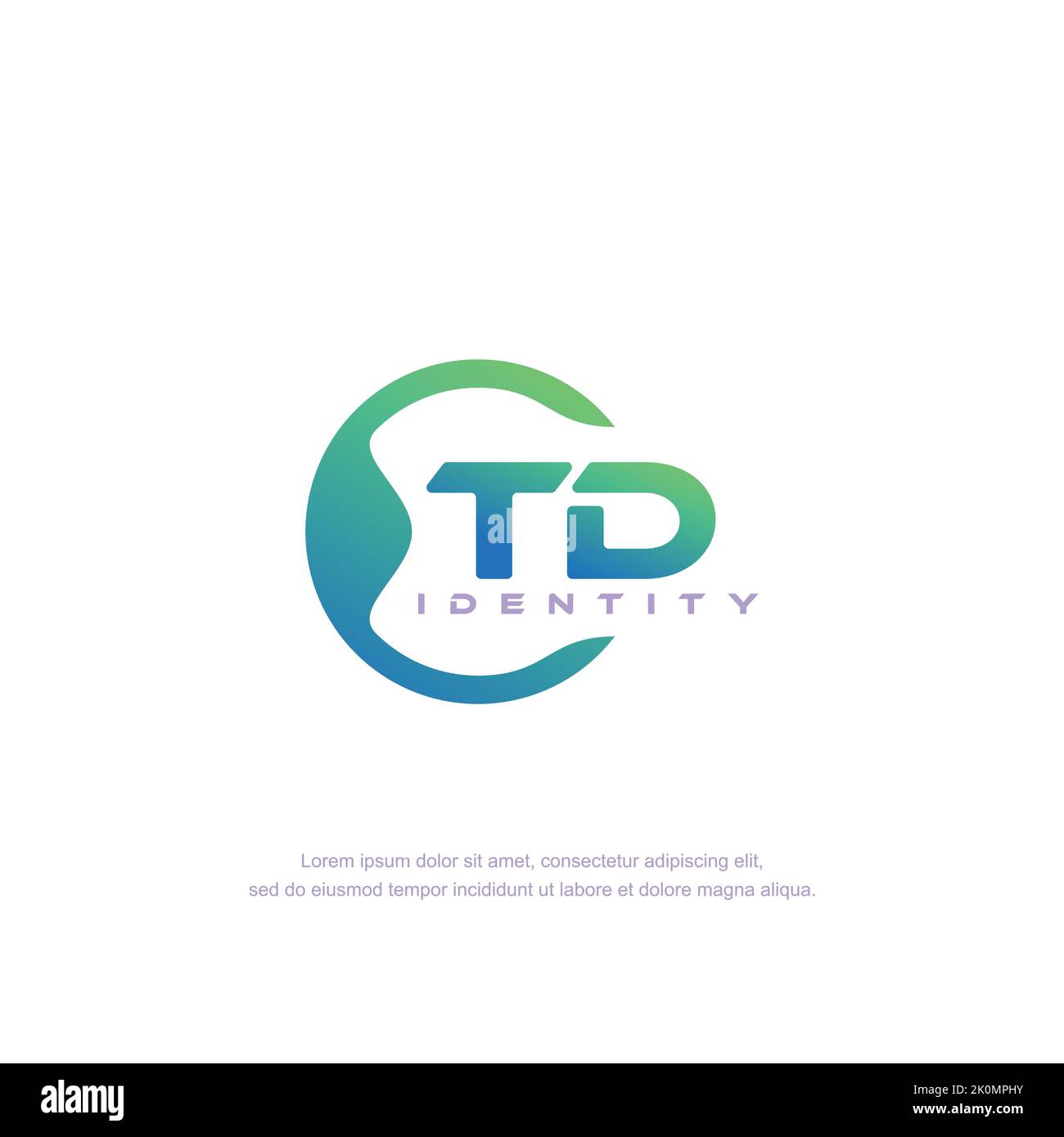 TD vettore modello logo linea circolare lettera iniziale con colore sfumato Illustrazione Vettoriale