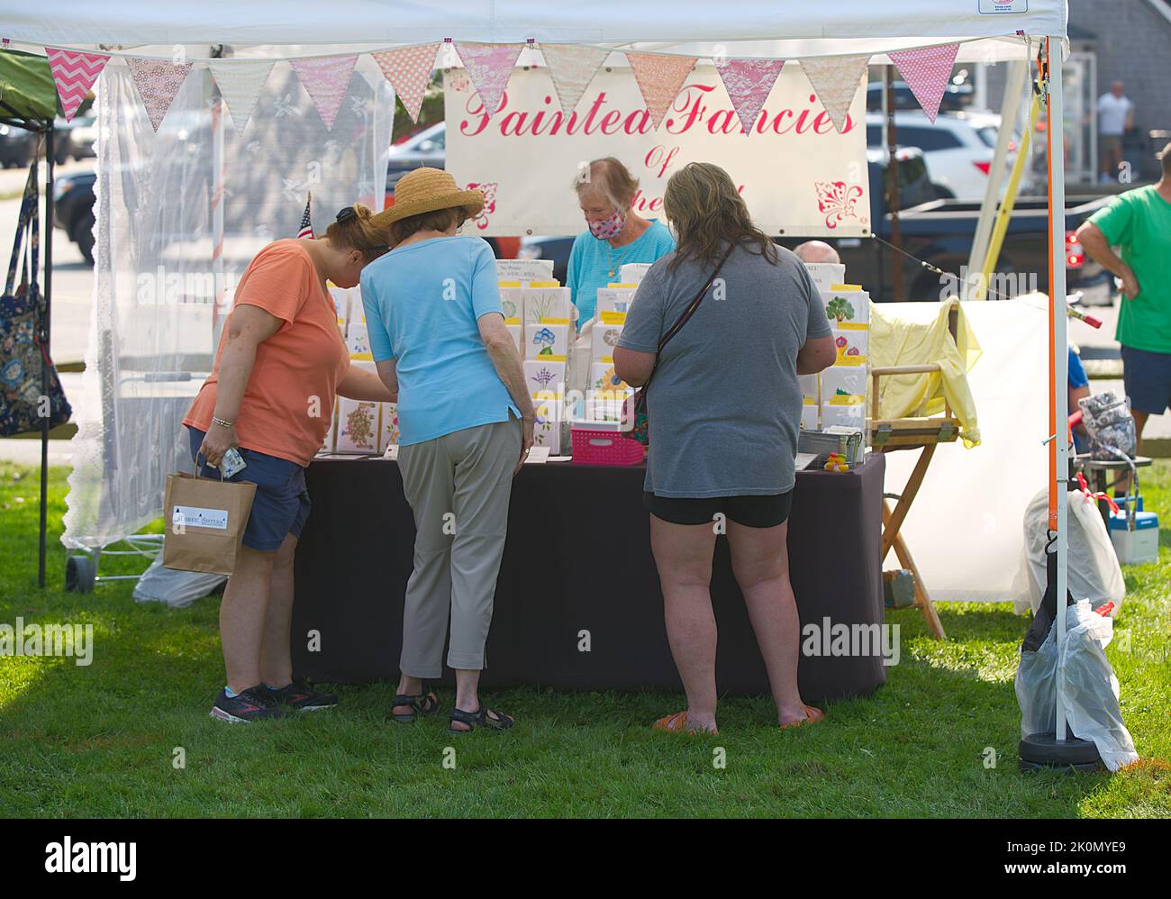 Uno stand alla festa del Weekend del mulino a vento di Eastham a Cape Cod, USA Foto Stock