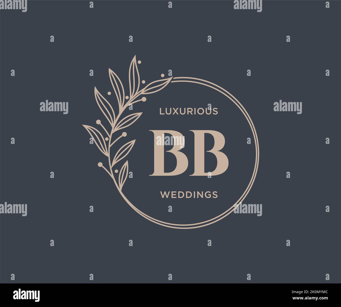 BB iniziali lettera Wedding monogramma modello loghi, disegnati a mano moderno minimalista e modelli floreali per carte di invito, Salva la data, elegante Illustrazione Vettoriale