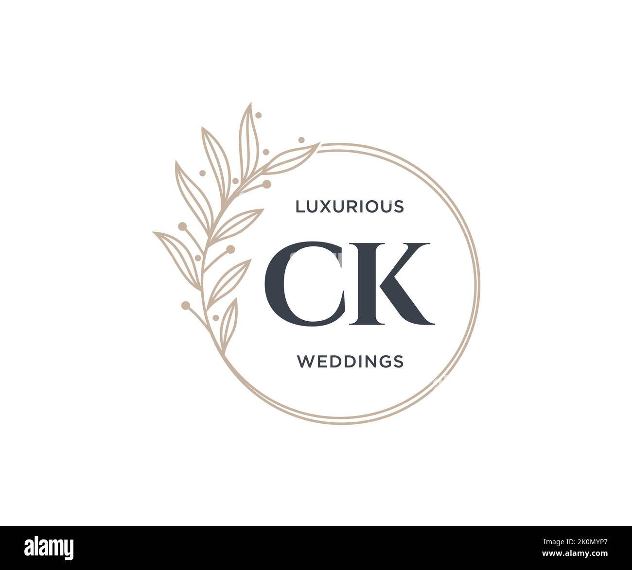 CK iniziali lettera Wedding monogramma modello loghi, disegnati a mano moderno minimalista e modelli floreali per carte di invito, Salva la data, elegante Illustrazione Vettoriale