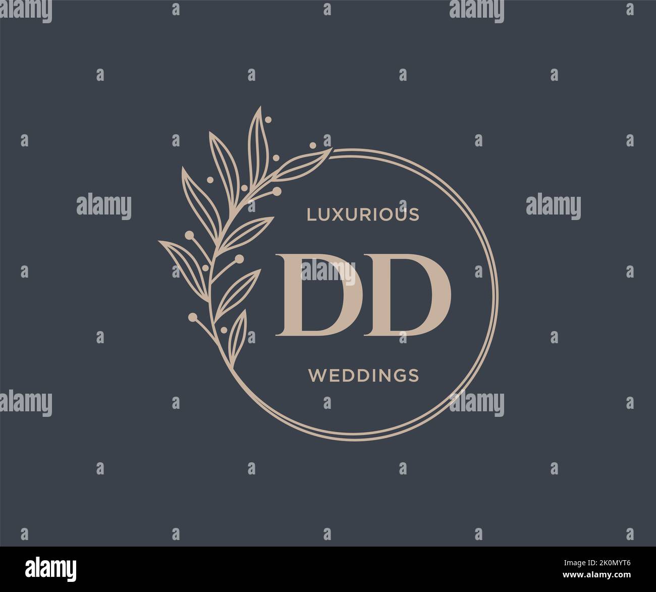 DD iniziali lettera matrimonio monogramma modello loghi, disegnati a mano moderno minimalista e modelli floreali per le carte di invito, Salva la data, elegante Illustrazione Vettoriale
