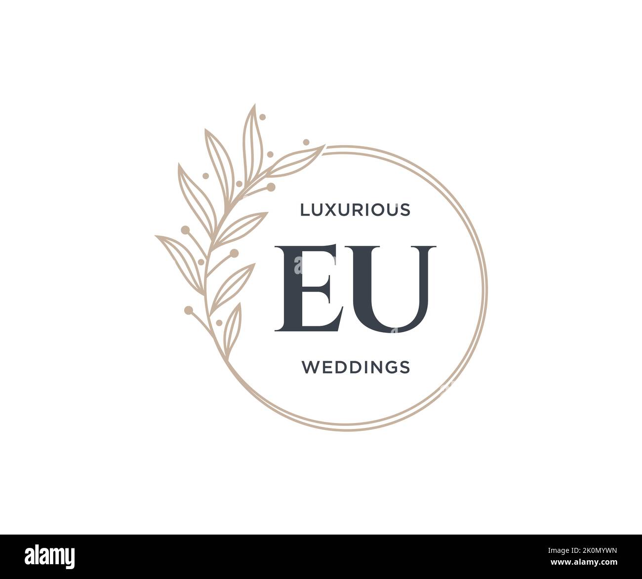 Sigla UE lettera Wedding monogramma modello loghi, disegnati a mano moderno minimalista e modelli floreali per carte di invito, Salva la data, elegante Illustrazione Vettoriale