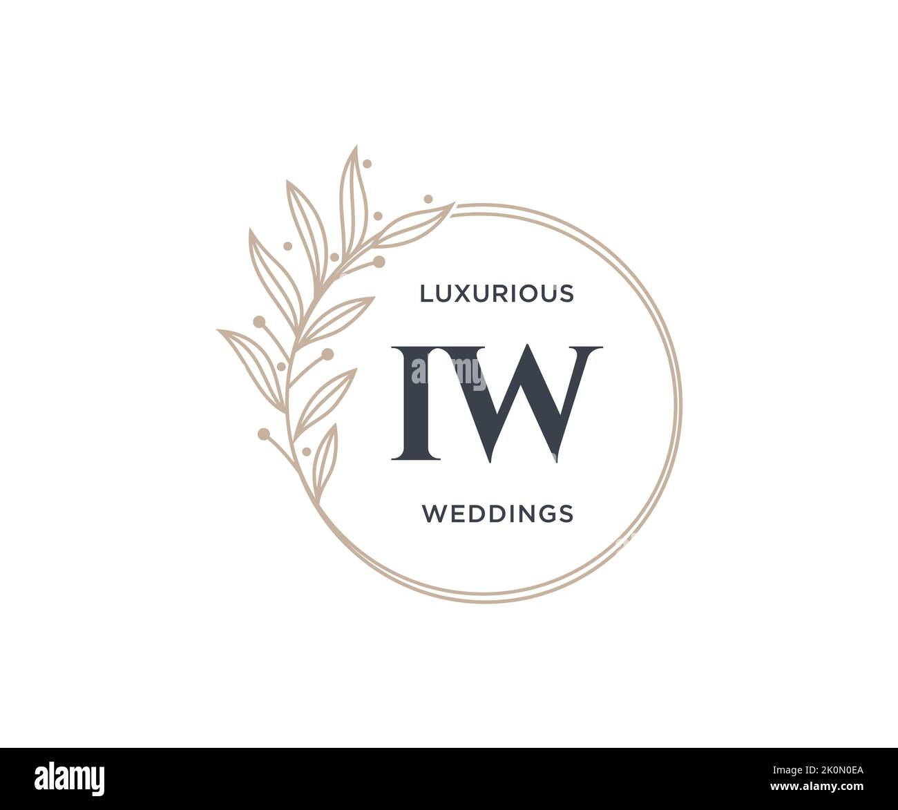 IW iniziali lettera matrimonio monogramma modello loghi, a mano disegnata moderna minimalista e modelli floreali per carte di invito, Salva la data, elegante Illustrazione Vettoriale