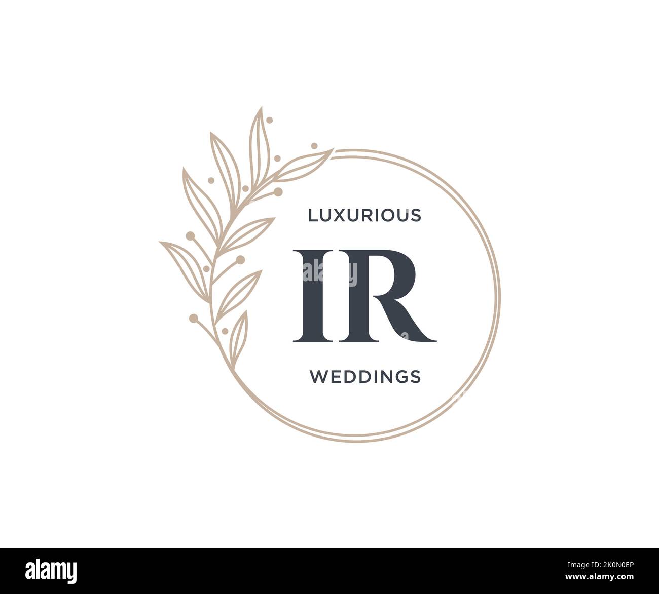 IR iniziali lettera matrimonio monogramma modello loghi, disegnati a mano moderno minimalista e modelli floreali per carte di invito, Salva la data, elegante Illustrazione Vettoriale