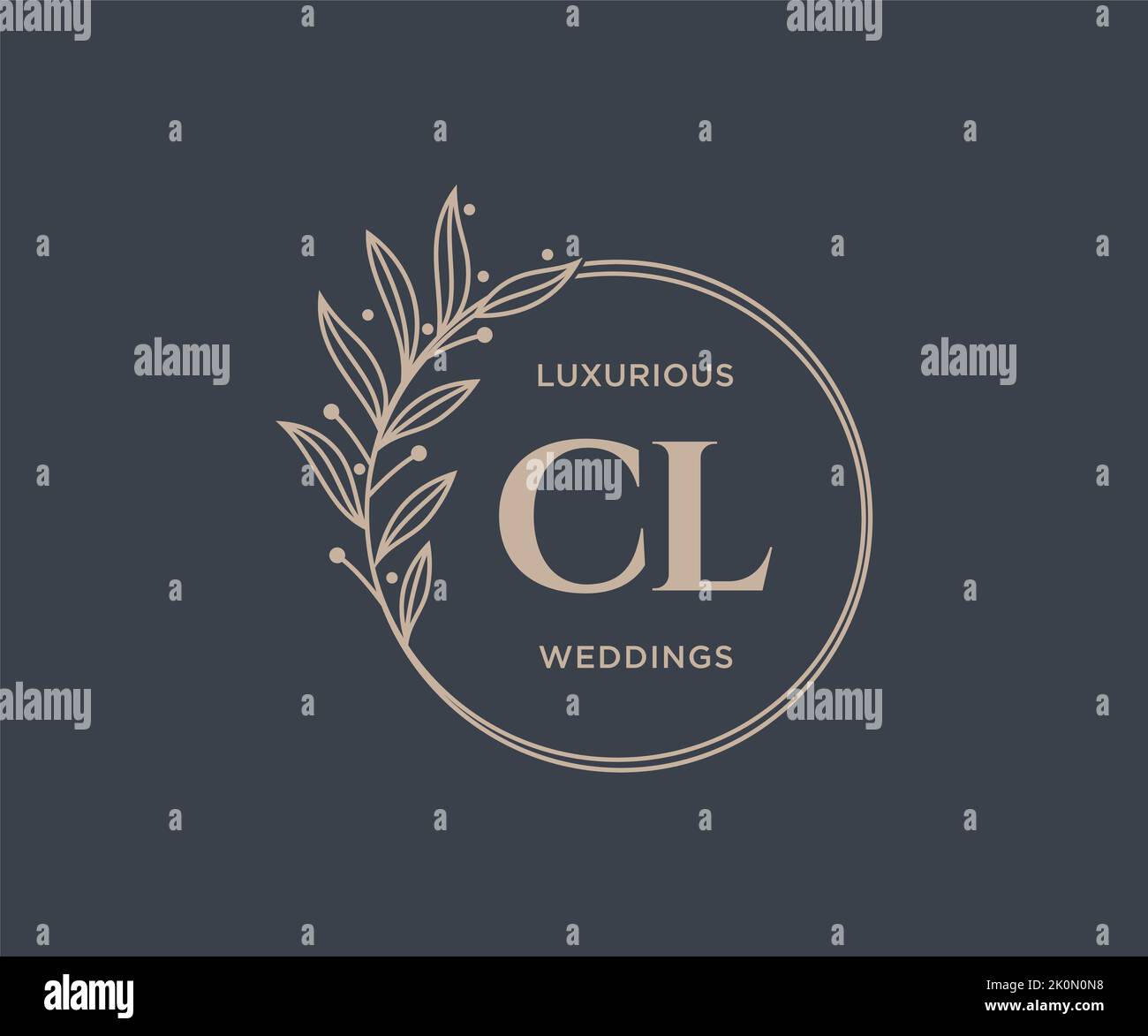 CL iniziali lettera modello logo monogramma matrimonio, modelli minimalistici e floreali disegnati a mano per le carte di invito, Salva la data, elegante Illustrazione Vettoriale