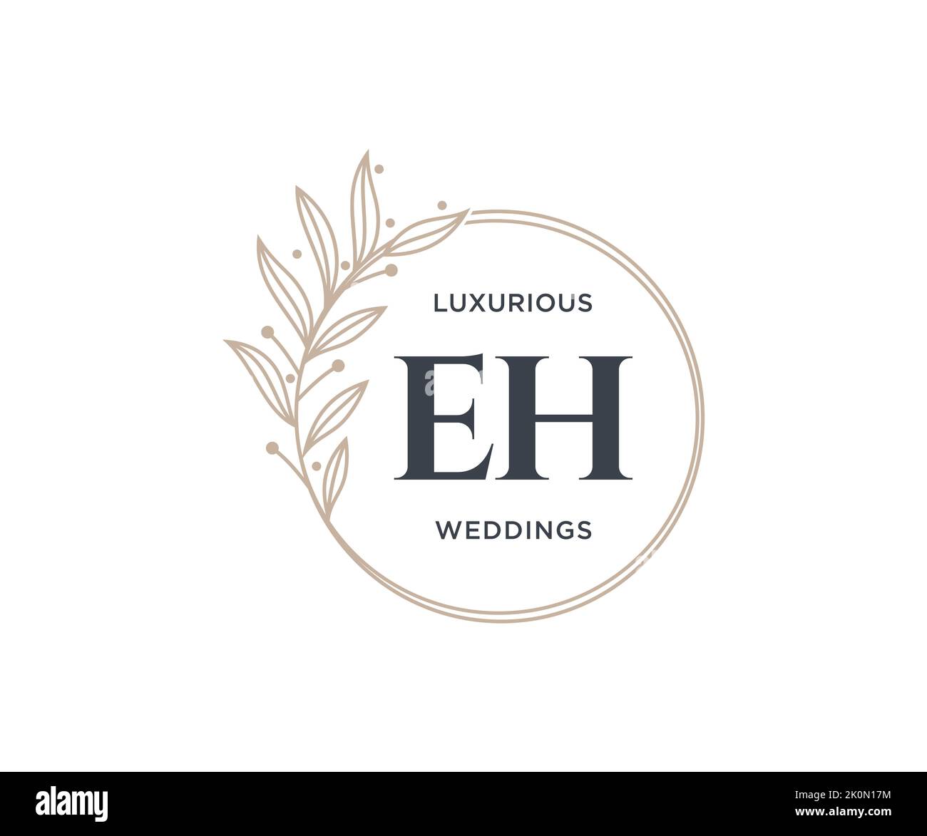 EH iniziali lettera matrimonio monogramma modello loghi, a mano disegnata moderna minimalista e modelli floreali per le carte di invito, Salva la data, elegante Illustrazione Vettoriale