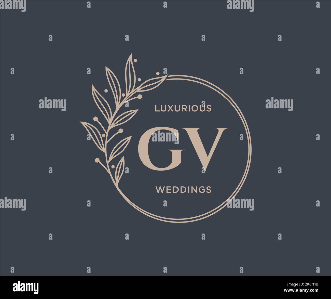 GV iniziali lettera Wedding monogramma modello loghi, disegnata a mano moderno minimalista e modelli floreali per carte di invito, Salva la data, elegante Illustrazione Vettoriale