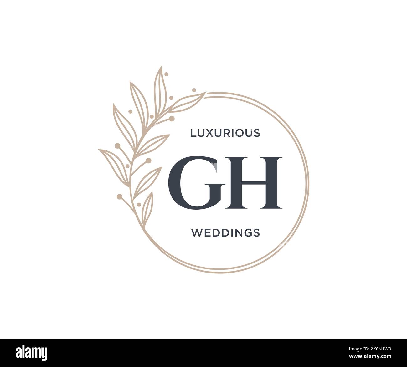 GH iniziali lettera matrimonio monogramma modello loghi, a mano disegnata moderna minimalista e modelli floreali per carte di invito, Salva la data, elegante Illustrazione Vettoriale