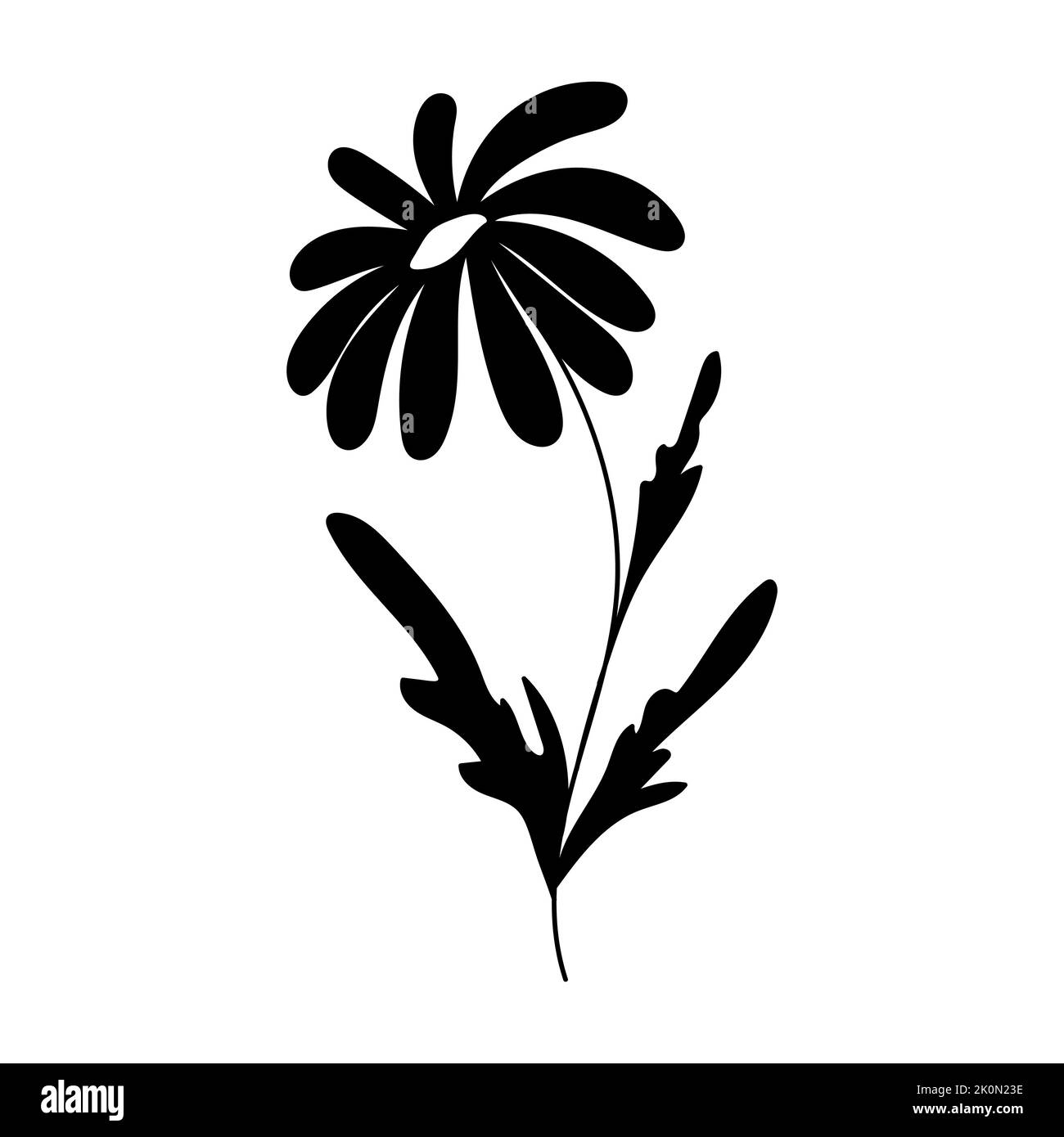 Immagine di silhouette di camomilla. Illustrazione vettoriale di un fiore. Fiori e piante Illustrazione Vettoriale