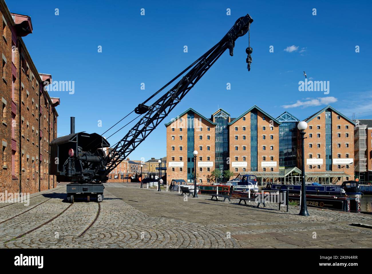 Gru a vapore Joseph Booth, North Quay Gloucester Docks Foto Stock