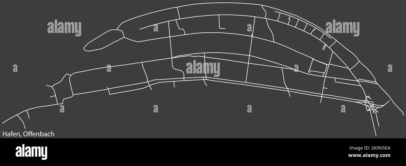 Mappa delle strade del DISTRETTO DI HAFEN, OFFENBACH AM PRINCIPALE Illustrazione Vettoriale