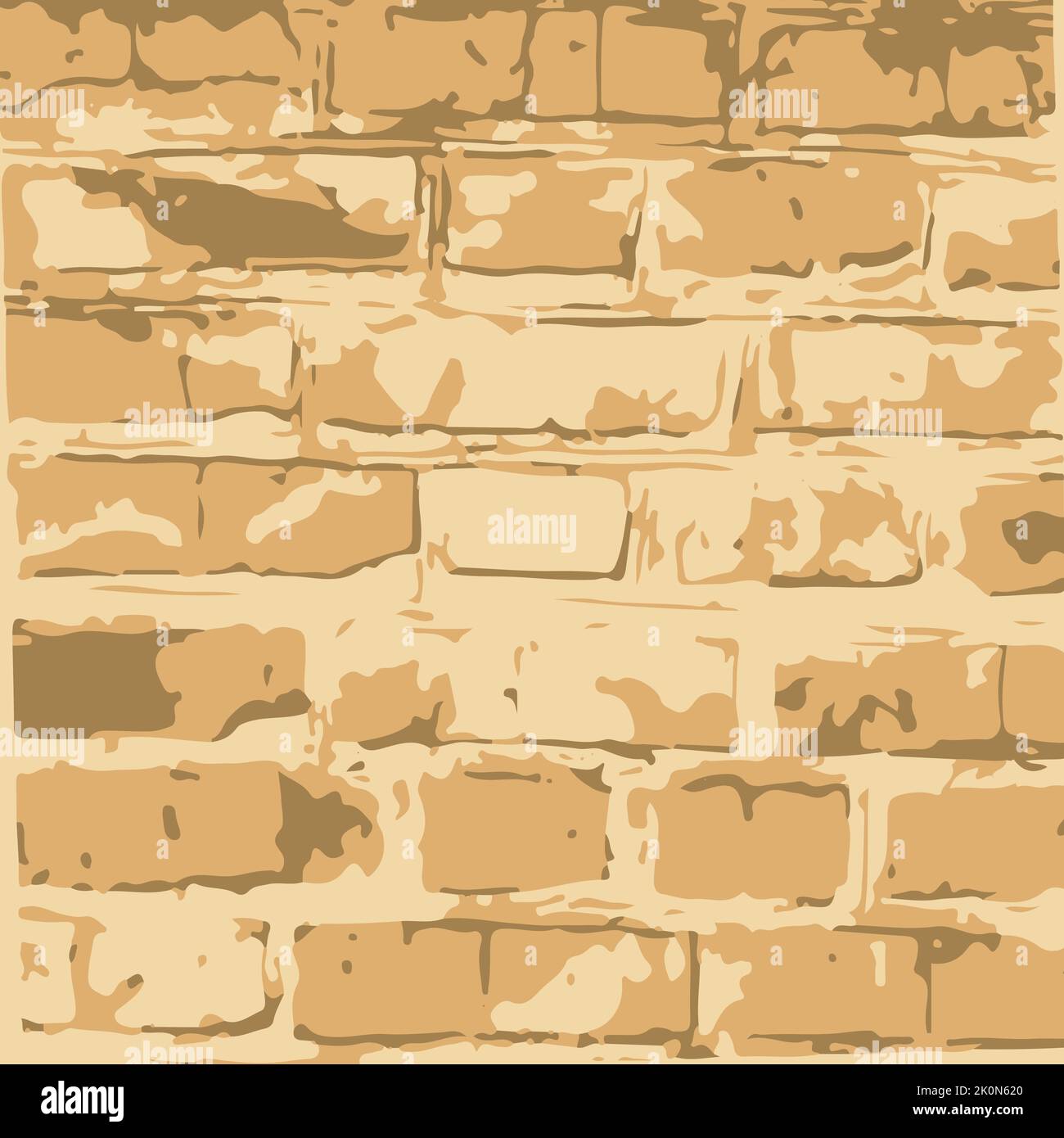 Mattone cartoon muro modello, texture pietra argilla giallo vecchio cemento Illustrazione Vettoriale