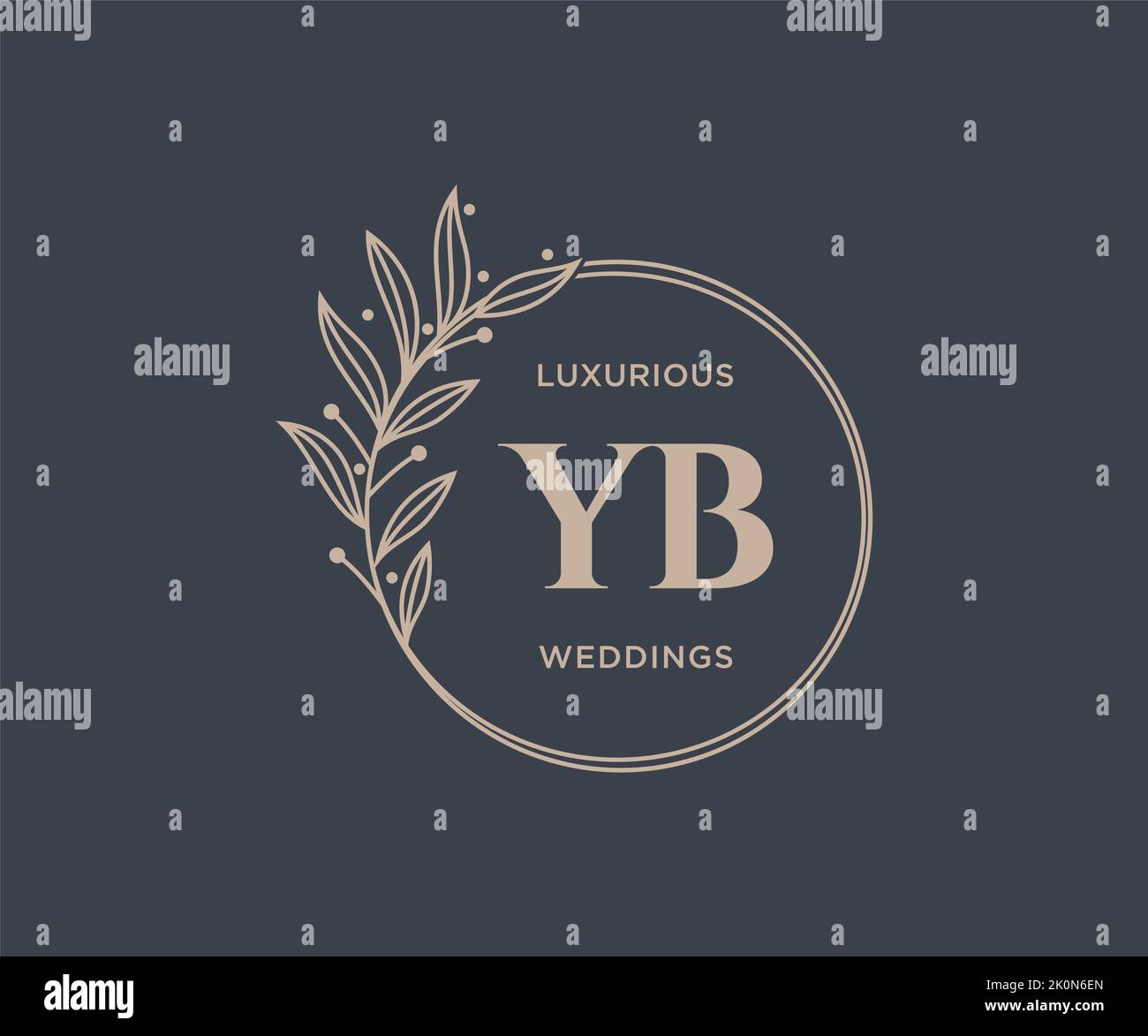 YB iniziali lettera monogramma modello logo matrimonio, modelli moderni minimalisti e floreali disegnati a mano per le carte di invito, Salva la data, elegante Illustrazione Vettoriale