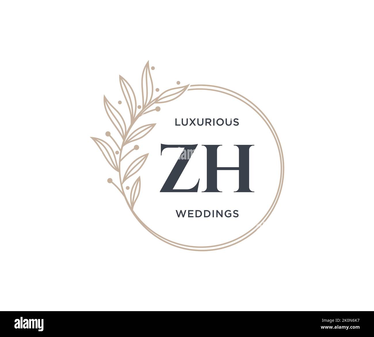 ZH iniziali lettera monogramma modello logo matrimonio, modelli moderni minimalisti e floreali disegnati a mano per carte di invito, Salva la data, elegante Illustrazione Vettoriale