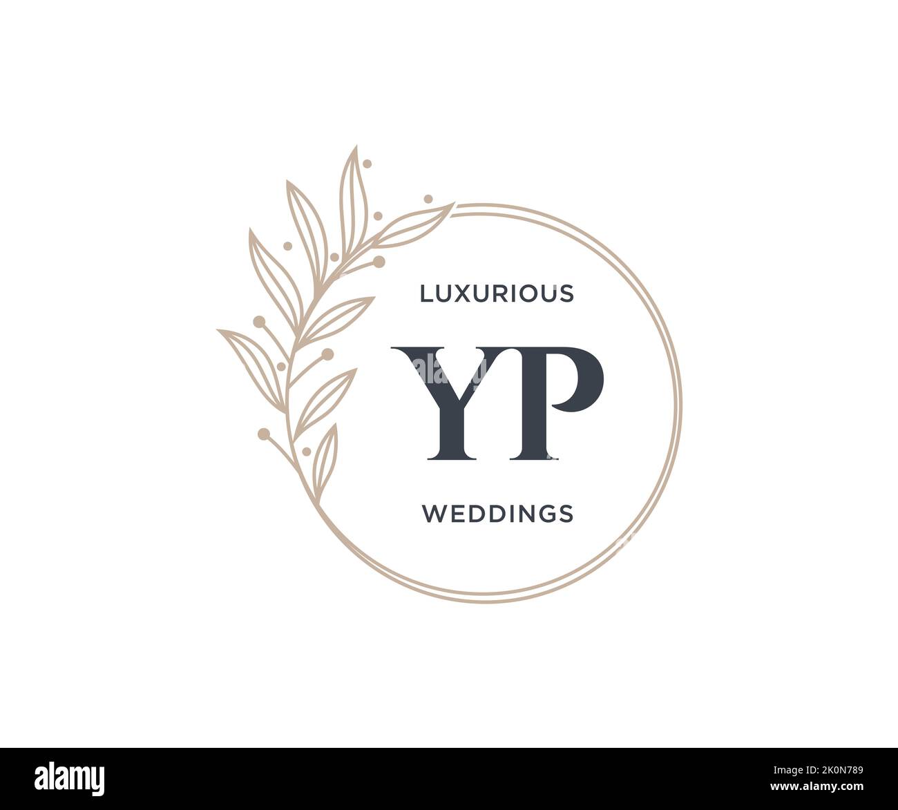 YP iniziali lettera monogramma modello logo matrimonio, modelli moderni minimalisti e floreali disegnati a mano per le carte di invito, Salva la data, elegante Illustrazione Vettoriale