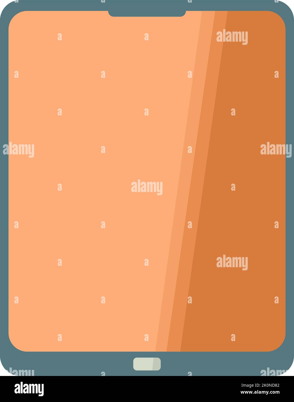 Computer piatto Vector moderno e grigio con schermo orizzontale arancione vuoto isolato su sfondo bianco Illustrazione Vettoriale