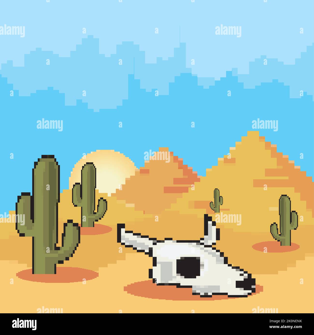 cartello paesaggistico a 8 bit Illustrazione Vettoriale